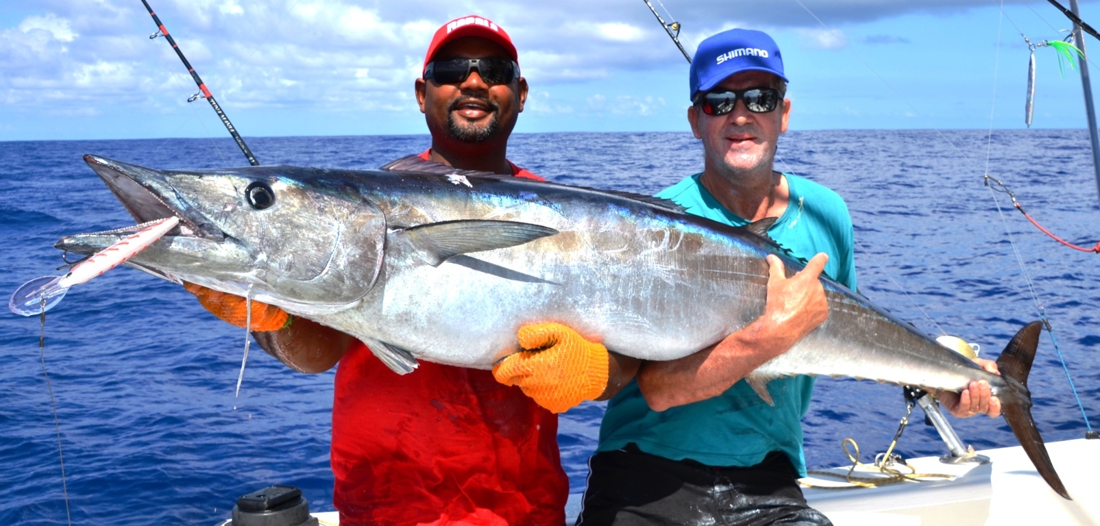 43kg wahoo on heavy spinning - Rod Fishing Club - Rodrigues Island - Mauritius - Indian Ocean