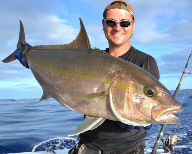 Fabrice and his seriola- Rod Fishing Club - Rodrigues Island - Mauritius - Indian Ocean