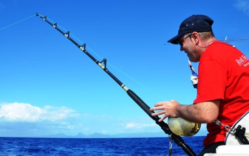 Fabrice en combat - Rod Fishing Club - Ile Rodrigues - Maurice - Océan Indien