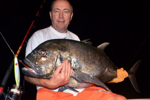 carangue ignobilis ou GT prise au jig et relâchée - Rod Fishing Club - Ile Rodrigues - Maurice - Océan Indien