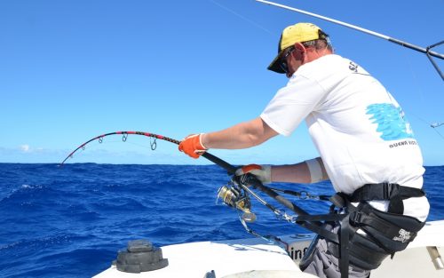 Philippe en combat - Rod Fishing Club - Ile Rodrigues - Maurice - Océan Indien