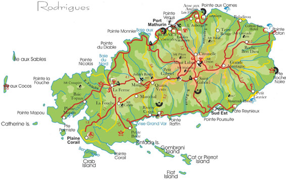 Rodrigues map - Rod Fishing Club - Rodrigues Island - Mauritius - Indian Ocean