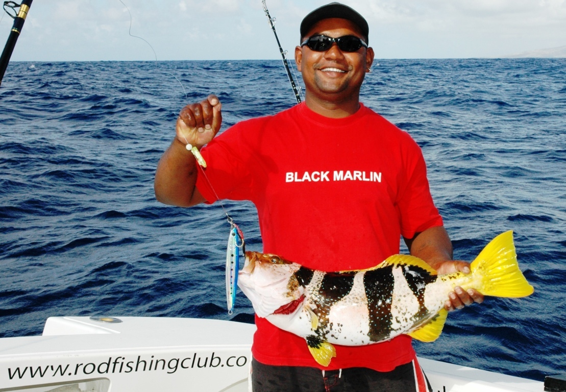 Saddle grouper or Plectopromus laevis fishing technique - Rod Fishing Club - Rodrigues Island - Mauritius - Indian Ocean