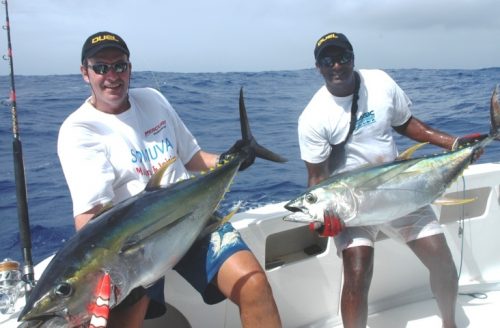 Thons jaunes de 30kg environ - Rod Fishing Club - Ile Rodrigues - Maurice - Océan Indien