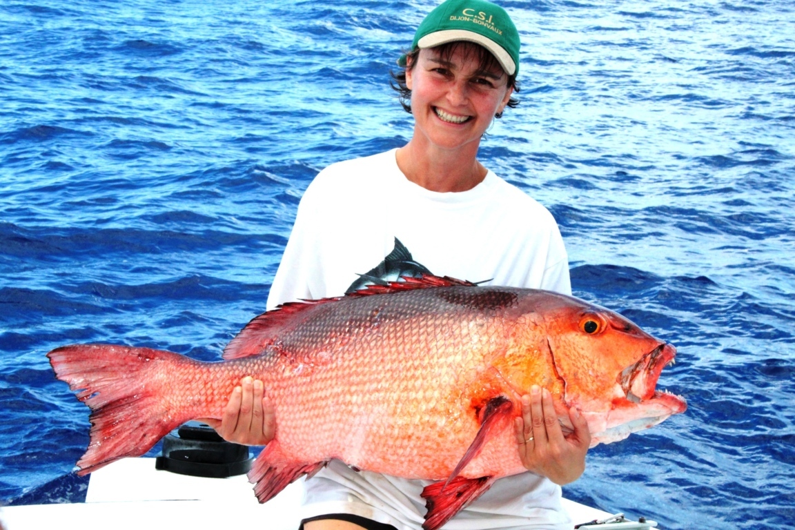 World record Two spot red snapper 14.5kg by Anne Laure- Rod Fishing Club - Rodrigues Island - Mauritius - Indian Ocean