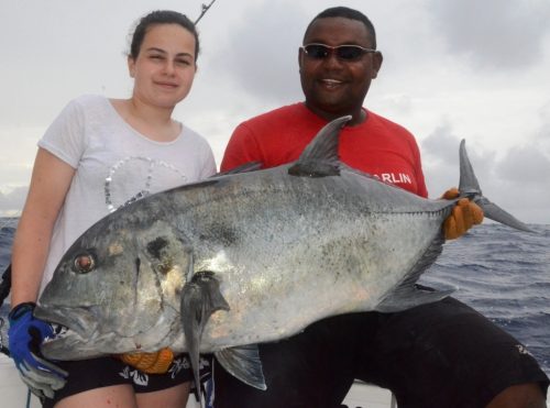 carangue ignobilis relâchée - Rod Fishing Club - Ile Rodrigues - Maurice - Océan Indien