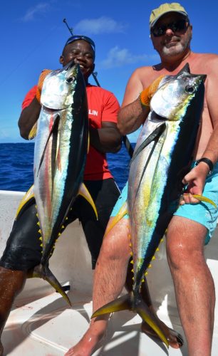 doublé de thons jaunes - Rod Fishing Club - Ile Rodrigues - Maurice - Océan Indien