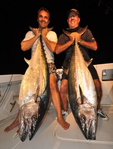 doublé de beaux thons dents de chien - Rod Fishing Club - Ile Rodrigues - Maurice - Océan Indien