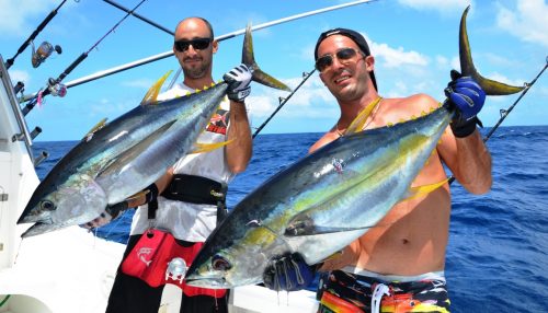doublé de thon jaune en heavy spinning - Rod Fishing Club - Ile Rodrigues - Maurice - Océan Indien