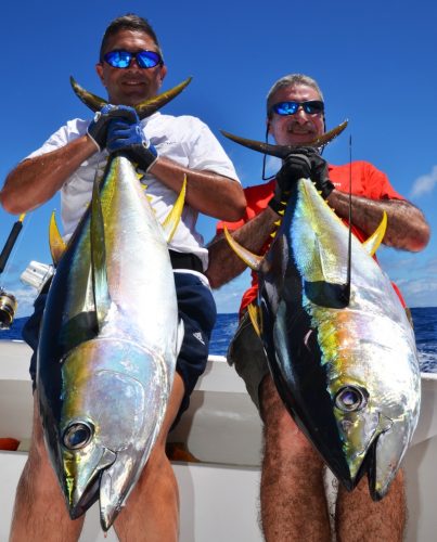 doublé de thons jaunes - Rod Fishing Club - Ile Rodrigues - Maurice - Océan Indien