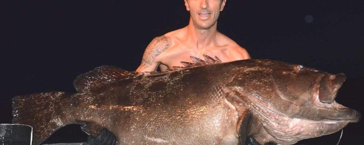 mérou brun de 50kg au vif pour Jean Guy - Rod Fishing Club - Ile Rodrigues - Maurice - Océan Indien