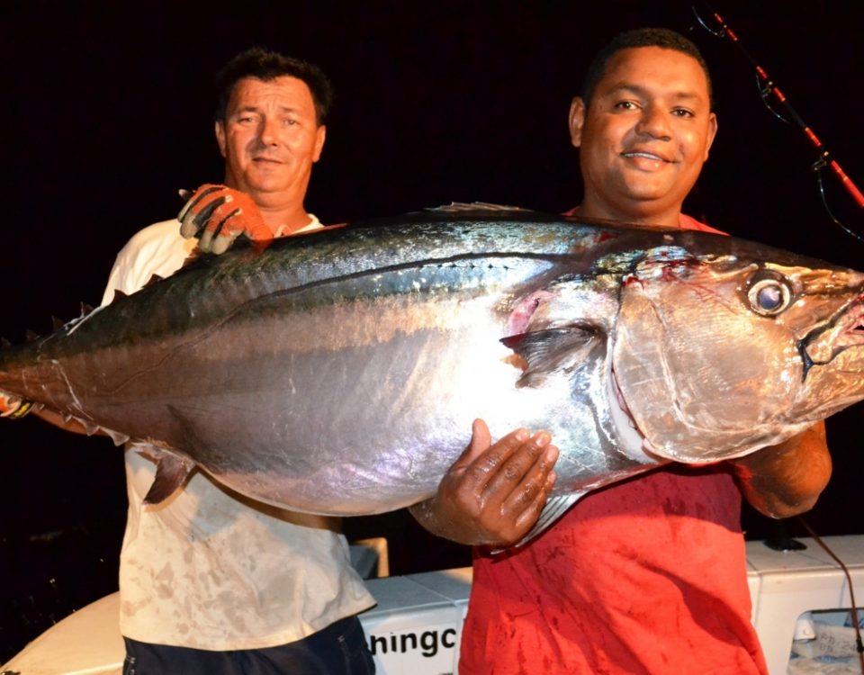 thon à dents de chien de 52kg par Olivier - Rod Fishing Club - Ile Rodrigues - Maurice - Océan Indien
