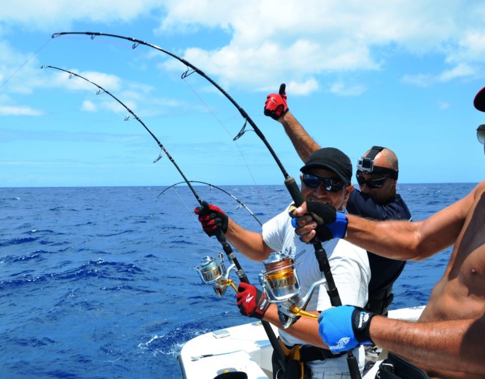 triplé en jigging - Rod Fishing Club - Ile Rodrigues - Maurice - Océan Indien
