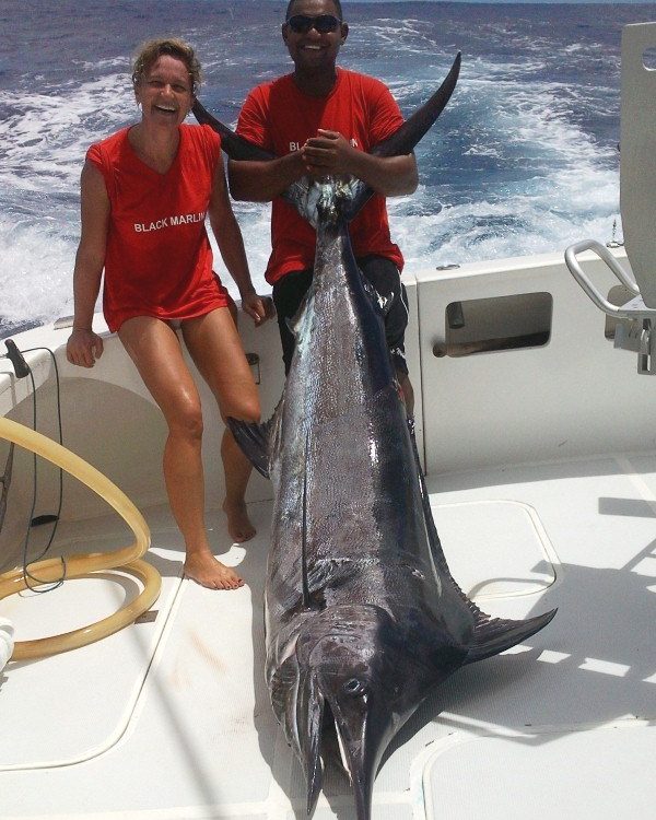 120kg blue marlin caught by Sophie on trolling - Rod Fishing Club - Rodrigues Island - Mauritius - Indian Ocean