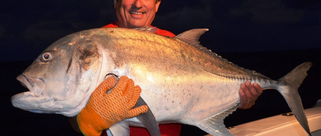 25kg GT released - Rod Fishing Club - Rodrigues Island - Mauritius - Indian Ocean