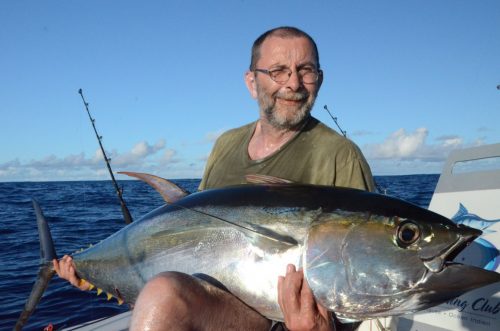 36kg yellowfin tuna for Pascal on trolling - Rod Fishing Club - Rodrigues Island - Mauritius - Indian Ocean