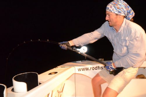 Alban on jigging at night - Rod Fishing Club - Rodrigues Island - Mauritius - Indian Ocean