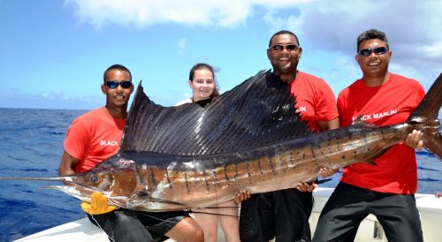 Cecile and a nice sailfish - Rod Fishing Club - Rodrigues Island - Mauritius - Indian Ocean