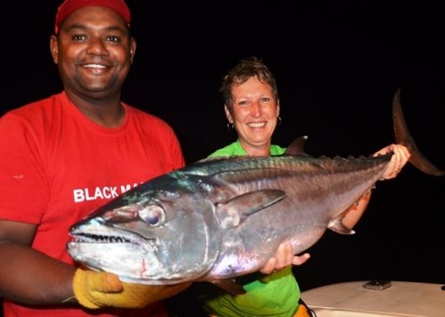 Dominique and his doggy at night caught on baiting - Rod Fishing Club - Rodrigues Island - Mauritius - Indian Ocean