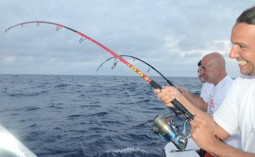 Double strike on jigging - Rod Fishing Club - Rodrigues Island - Mauritius - Indian Ocean