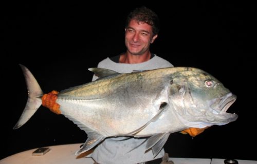 GT on jigging released by Toni - Rod Fishing Club - Rodrigues Island - Mauritius - Indian Ocean