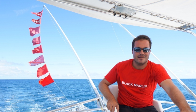 Happy Capt Yann with 8 billfish flags - Rod Fishing Club - Rodrigues Island - Mauritius - Indian Ocean