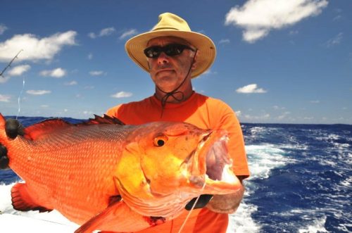 Jacques and a red snapper - Rod Fishing Club - Rodrigues Island - Mauritius - Indian Ocean