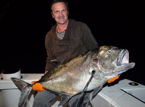 Jean Yves and his Giant Trevally - Rod Fishing Club - Rodrigues Island - Mauritius - Indian Ocean