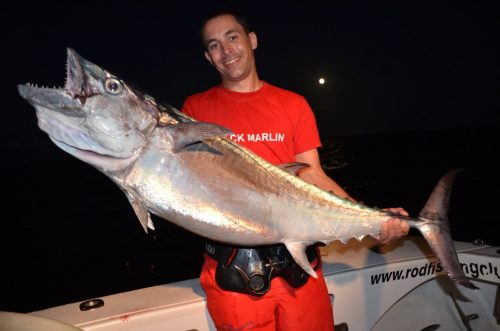 Loic and a nice doggy on jigging at night - Rod Fishing Club - Rodrigues Island - Mauritius - Indian Ocean