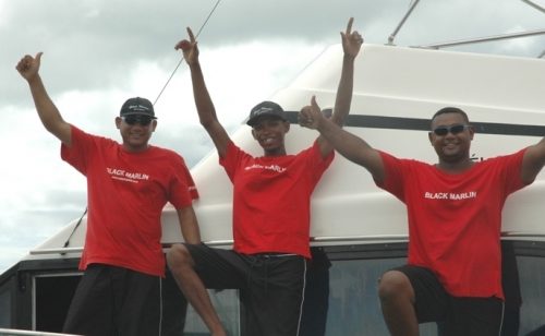 Mario, Fernaud et Steeve les marins de Black Marlin - Rod Fishing Club - Ile Rodrigues - Maurice - Océan Indien