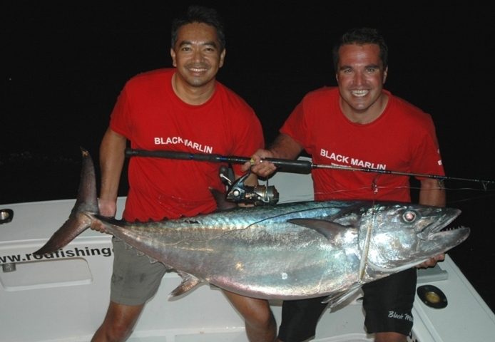 Mark and nice doggy caught on jigging - Rod Fishing Club - Rodrigues Island - Mauritius - Indian Ocean