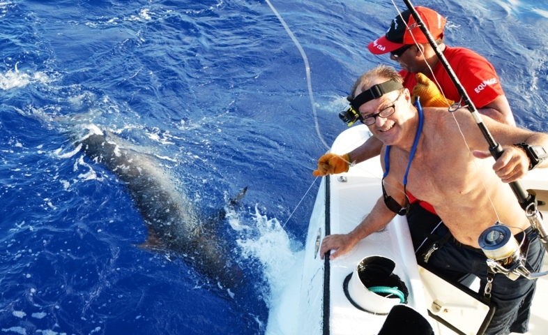Marlin bleu relâché en Heavy Spinning par Christian en Fév 2015- Rod Fishing Club - Ile Rodrigues - Maurice - Océan