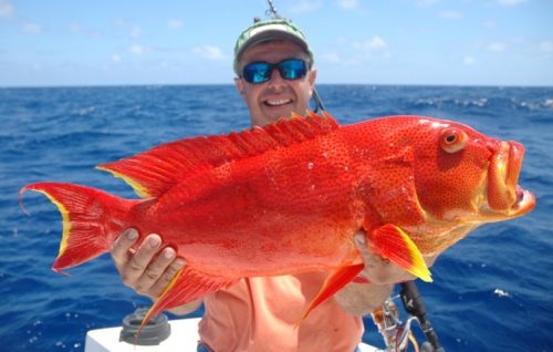 Philippe and moontail sea bass on jigging - Rod Fishing Club - Rodrigues Island - Mauritius - Indian Ocean