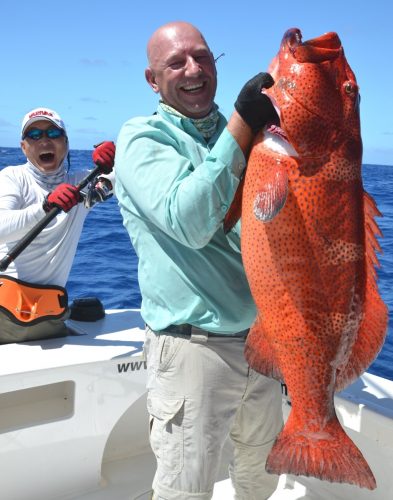 Red Coral Trout for Serguey on jigging - Rod Fishing Club - Rodrigues Island - Mauritius - Indian Ocean