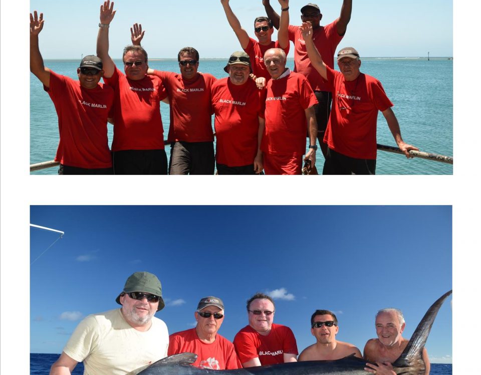 The whole Team and black marlin - Rod Fishing Club - Rodrigues Island - Mauritius - Indian Ocean