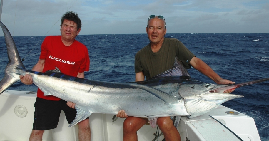 Thierry and his marlin on trolling - Rod Fishing Club - Rodrigues Island - Mauritius - Indian Ocean
