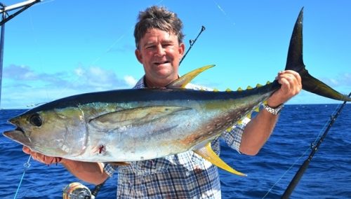 Yellowfin tuna on trolling for Terry - Rod Fishing Club - Rodrigues Island - Mauritius - Indian Ocean