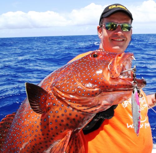 red coral trout on jigging - Rod Fishing Club - Rodrigues Island - Mauritius - Indian Ocean