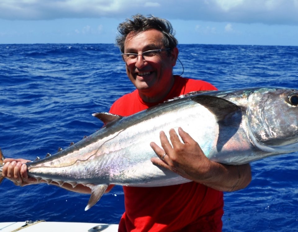 Happy angler (Pascal) with his doggy - Rod Fishing Club - Rodrigues Island - Mauritius - Indian Ocean