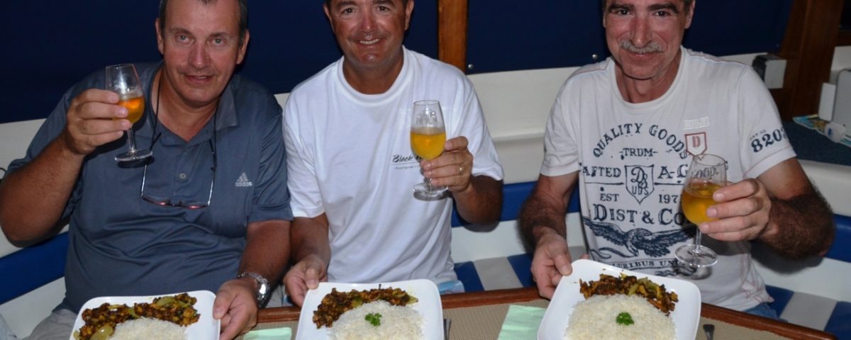 Hot meals aboard Black Marlin - Rod Fishing Club - Rodrigues Island - Mauritius - Indian Ocean