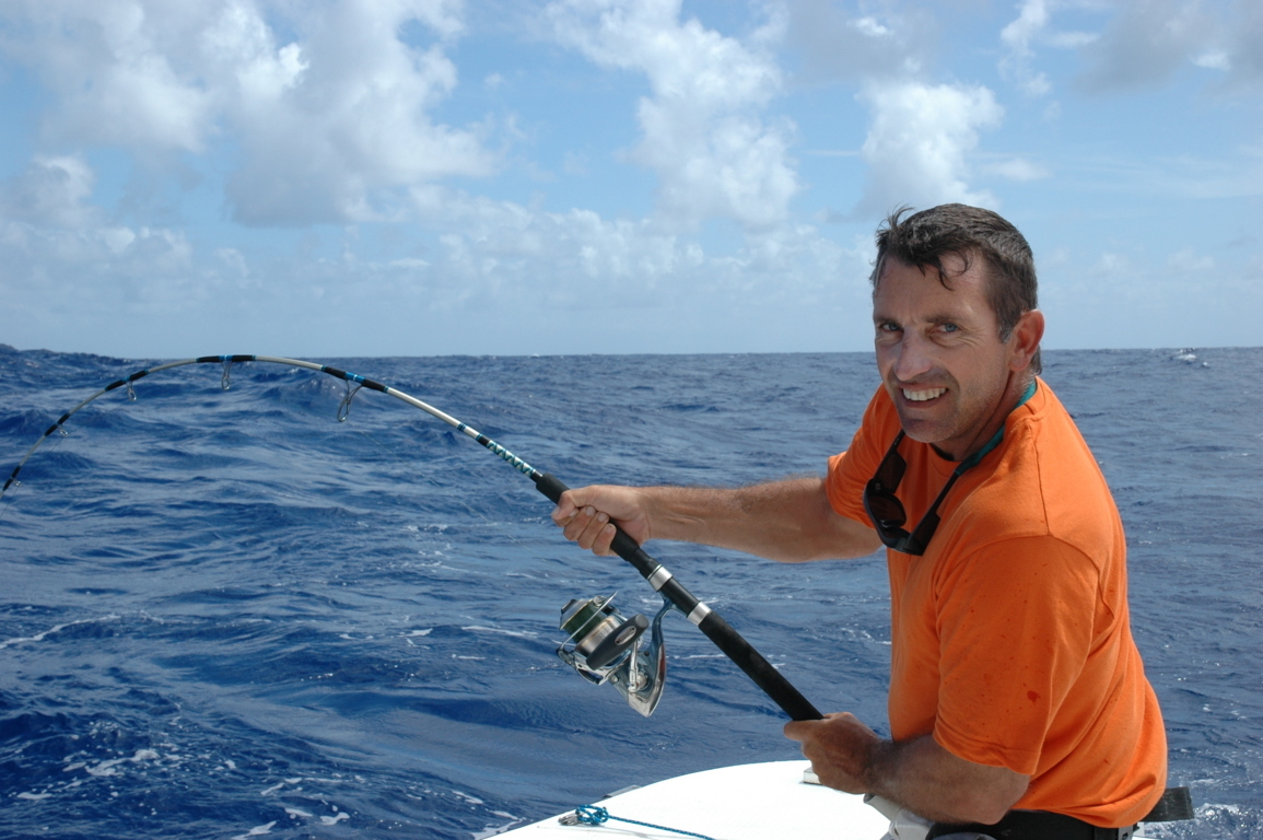 Julien with a big doggy on jigging - Rod Fishing Club - Rodrigues Island - Mauritius - Indian Ocean