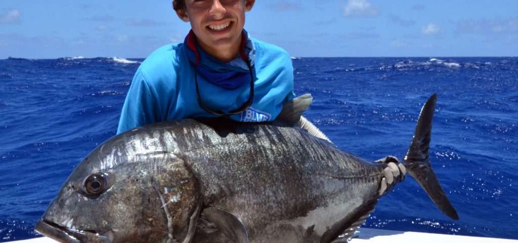 35kg GT released on jigging by Marius (15 years old) - Rod Fishing Club - Rodrigues Island - Mauritius - Indian Ocean
