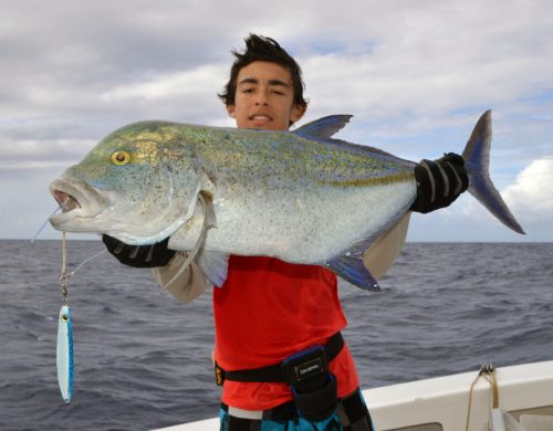 Bluefin trevally caught on jigging by Marius with a vortex williamson jig - www.rodfishingclub.com - Rodrigues Island - Mauritius - Indian Ocean