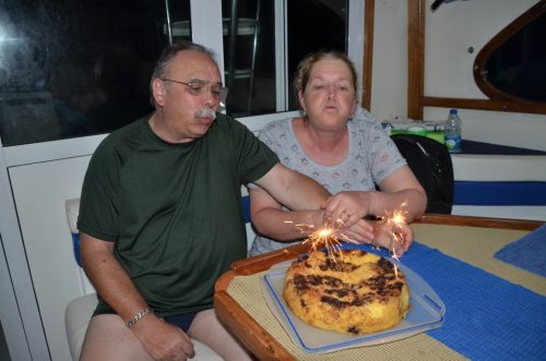 Birthdays cake on board on the Eastern bank - www.rodfishingclub.com - Rodrigues Island - Mauritius - Indian Ocean