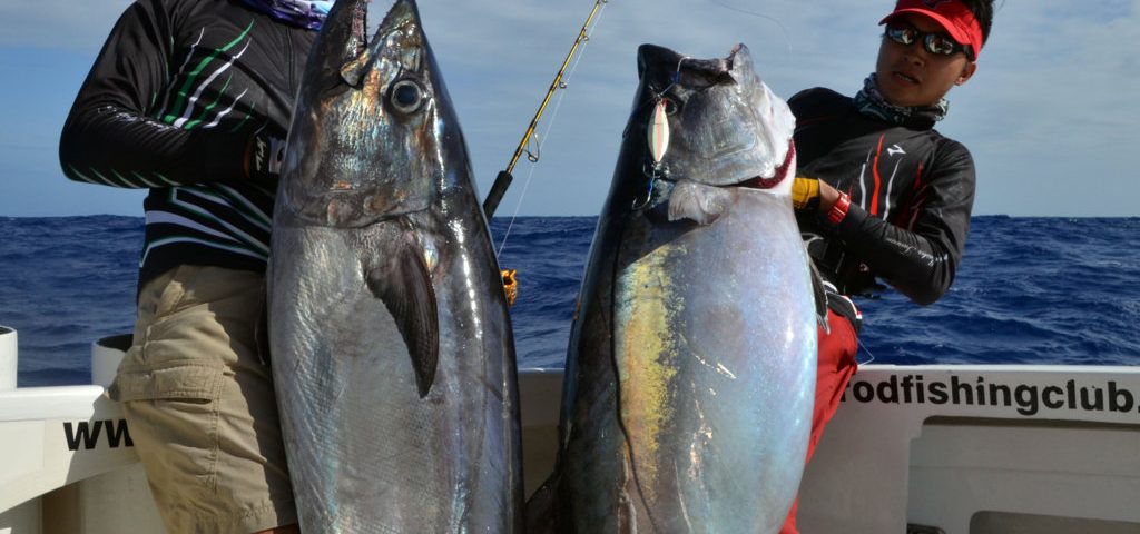 2 nice doggies caught by Kevin and Mr Lure - www.rodfishingclub.com - Rodrigues Island - Mauritius - Indian Ocean