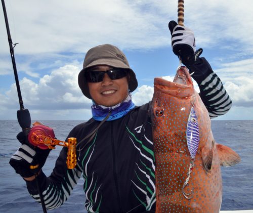 Red corail trout for Kevin on slow jigging - www.rodfishingclub.com - Rodrigues Island - Mauritius - Indian Ocean