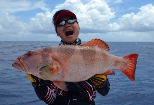 Red corail trout for Mr Lure on jigging - www.rodfishingclub.com - Rodrigues Island - Mauritius - Indian Ocean