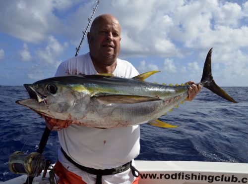 Yellowfin tuna caught on trolling by Jean Michel - www.rodfishingclub.com - Rodrigues Island - Mauritius - Indian Ocean