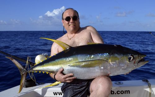 Yellowfin tuna on trolling for Léo - www.rodfishingclub.com - Rodrigues Island - Mauritius - Indian Ocean