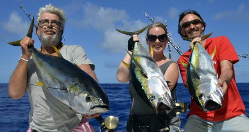 Yellowfin tunas caught on trolling by the team - www.rodfishingclub.com - Rodrigues Island - Mauritius - Indian Ocean